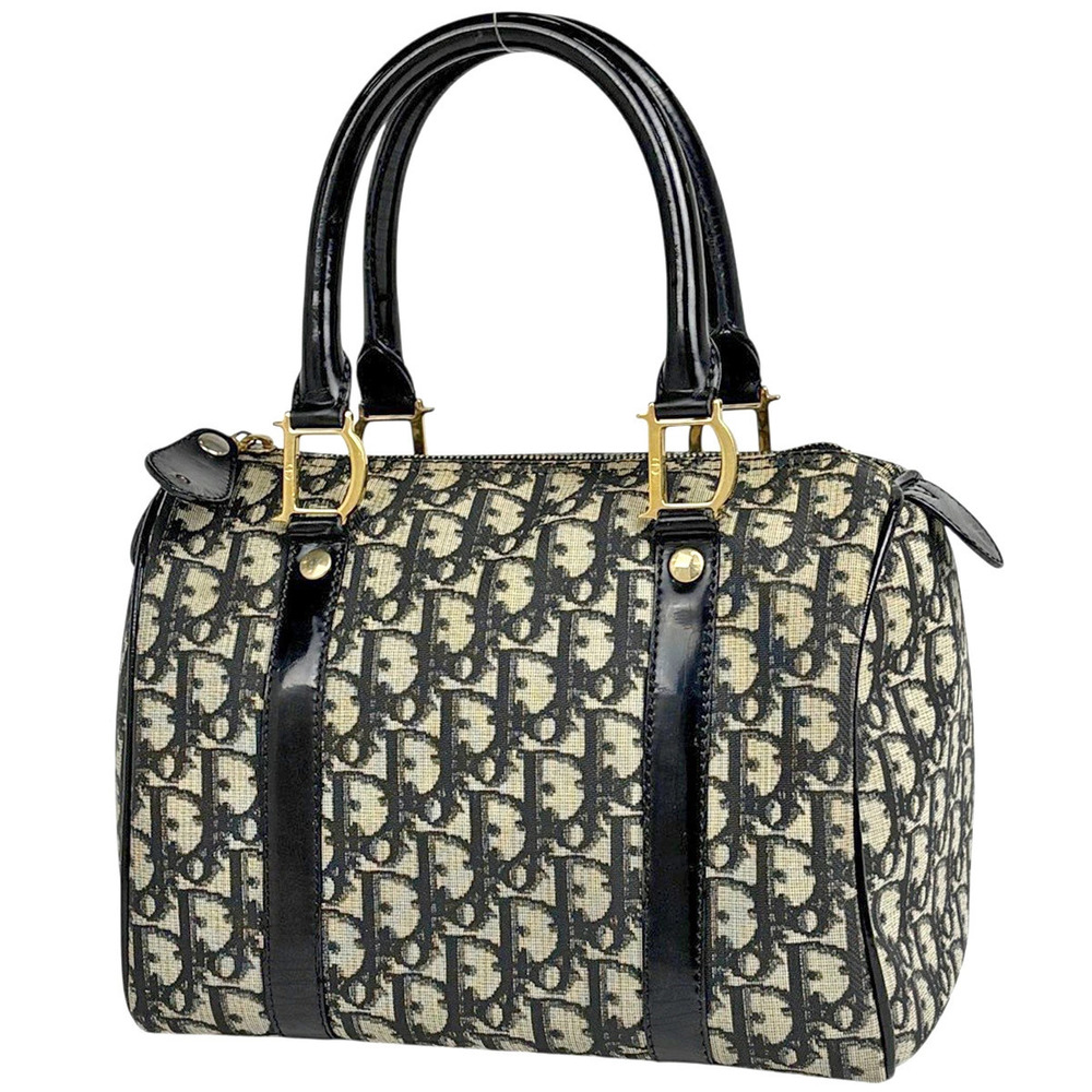 Christian Dior Trotter Handbag Canvas Black White